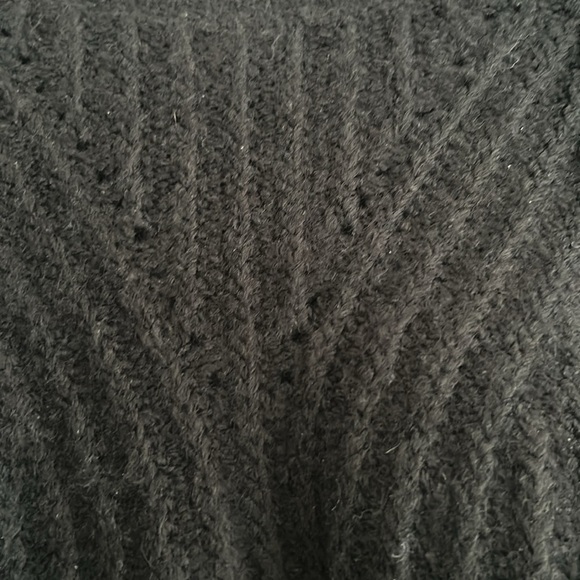 Free People Black Knit Eyelet Crewneck Carter Pullover Women's Size Small - Picture 7 of 14